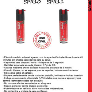 ▷ Spray pimienta homologado Sabre RED SPR10 en defensas eléctricas