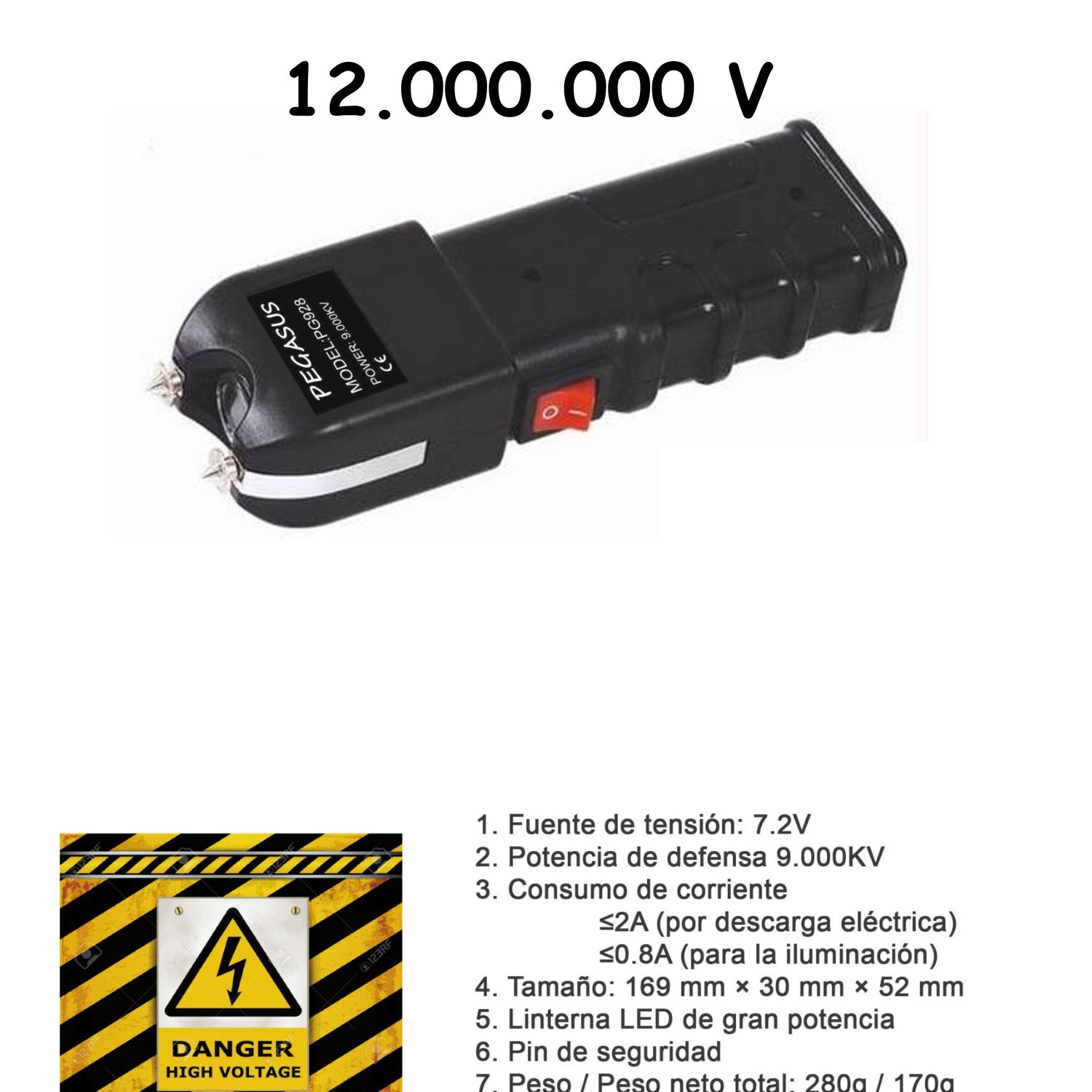 ▷ Taser pegasus PG800L-7 de 10.000kv Mejor pistola eléctrica